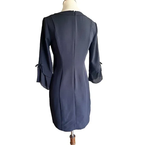 Chelsea28 Womens Black Ruffle Sleeve Bateau neck Shift Dress Size XS - Picture 11 of 16